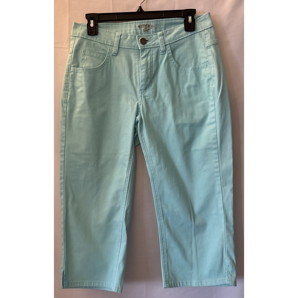 Riders By Lee‎ Women's Capri Jeans Teal Light Denim Stretch Size 6  (30x19)